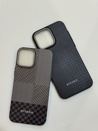 PITAKA Ultra-Slim iPhone Case – Shadow Hound stooth (Fusion Weaving® Series)