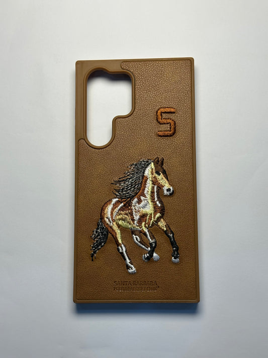 Santa Barbara Polo &amp; Racquet Club Horse Embroidery Leather-Texture Case