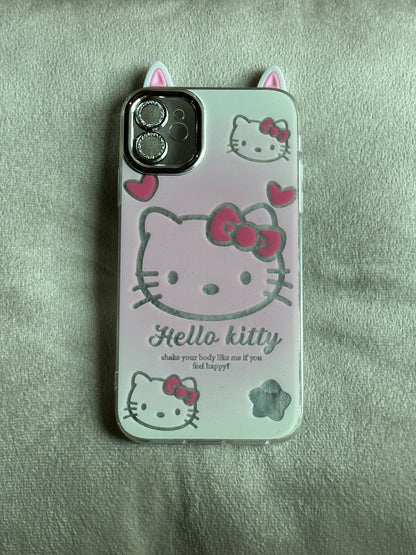 Hello Kitty Pink &amp; Cream Ear-Tip Phone Case for iPhone