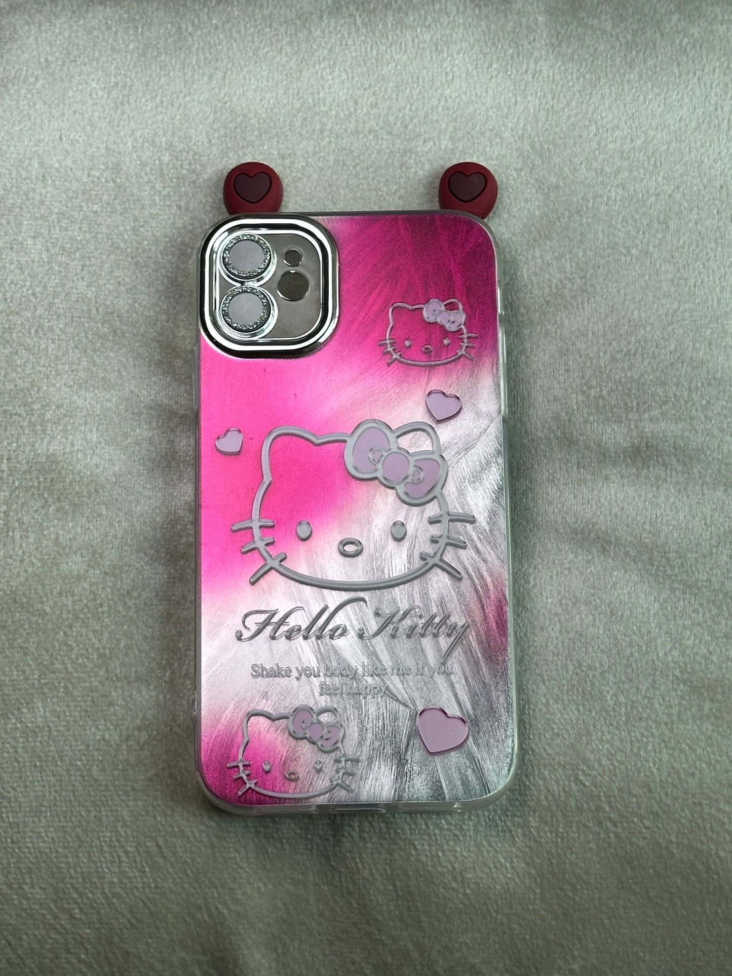 Hello Kitty Gradient Heart Ears Phone Case for iPhone