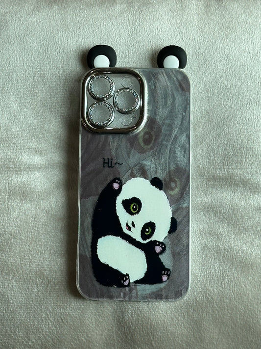 Cute Panda “Hi~” Ears Phone Case for iPhone