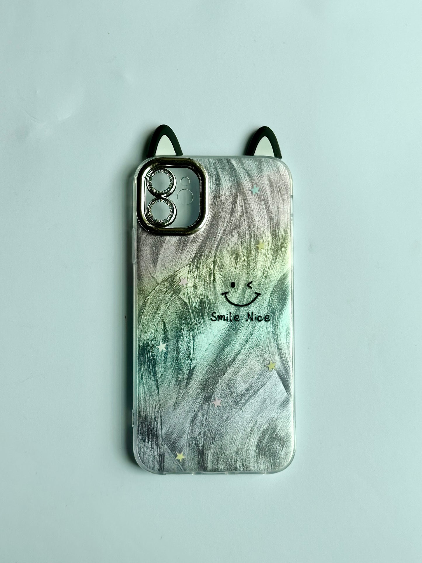 Galaxy Swirl “Smile Nice” Black Ear Phone Case for iPhone