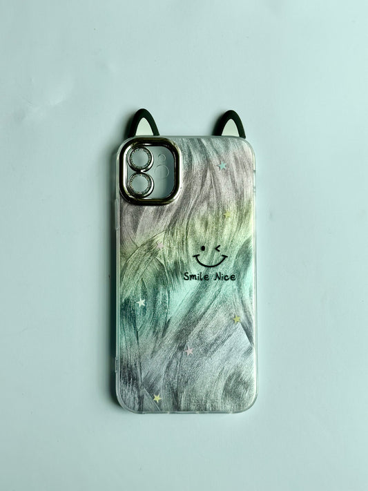 Galaxy Swirl “Smile Nice” Black Ear Phone Case for iPhone